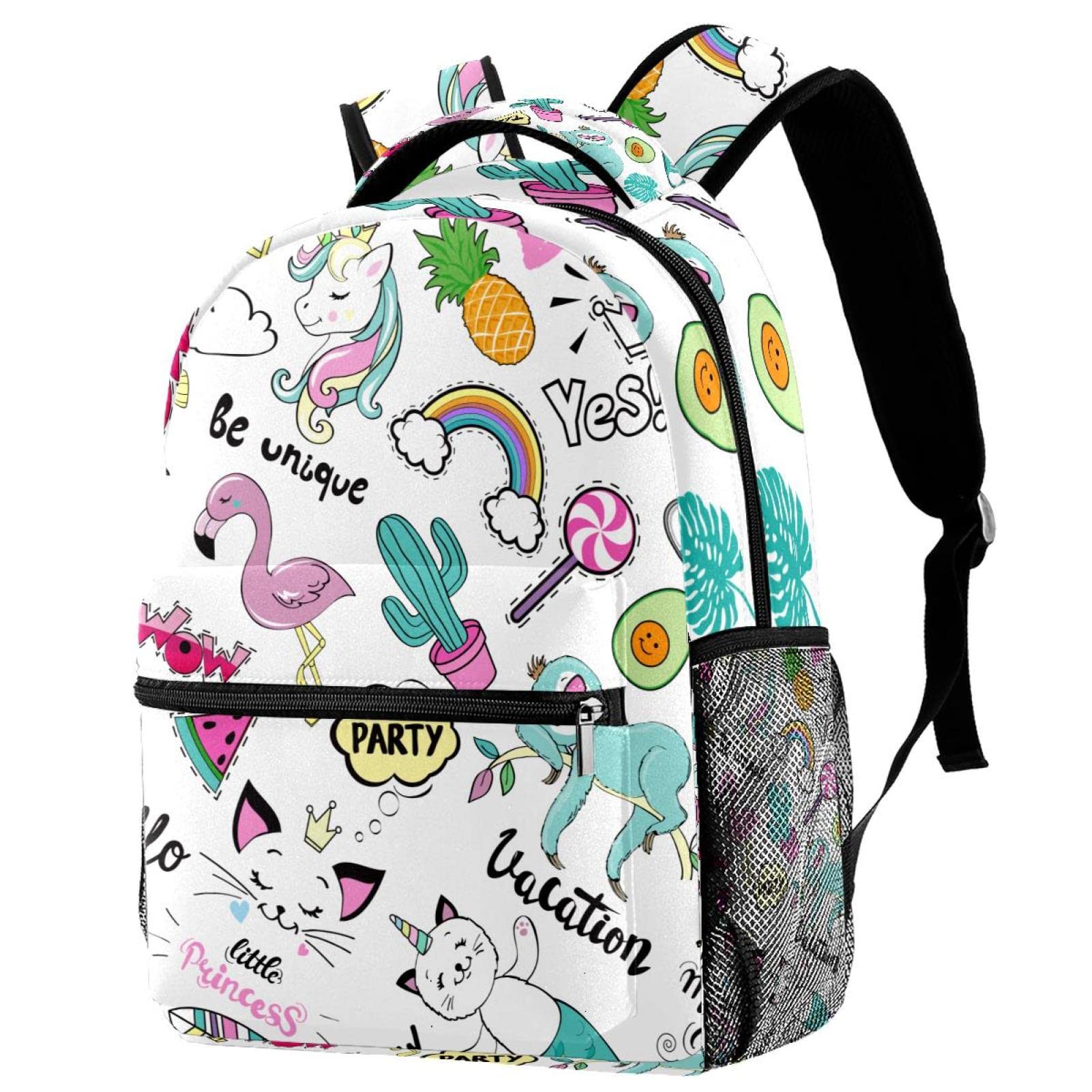 Sac à dos voyage avec porte-bouteille imprimé chats rose