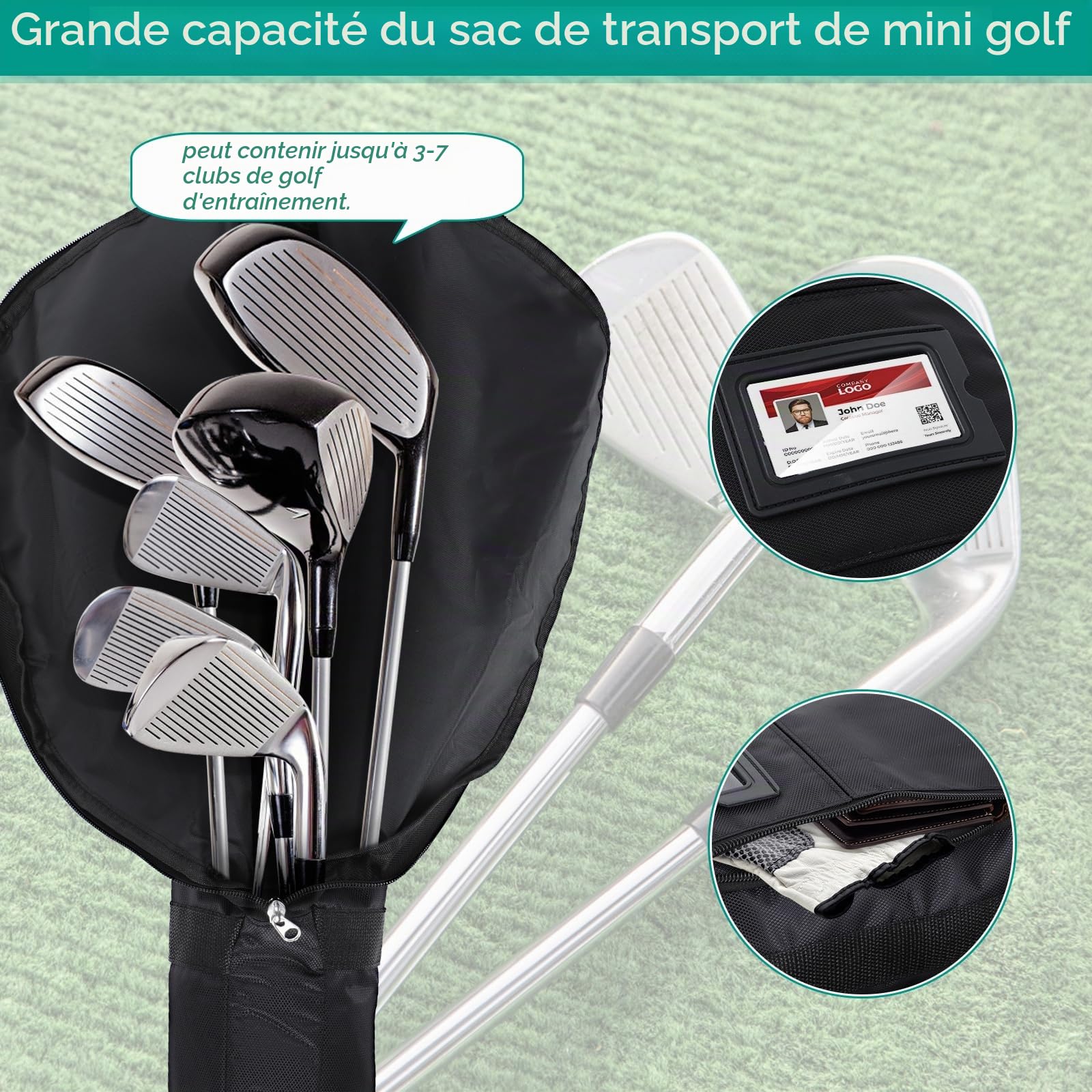 Sac de Transport pour Le Golfs, Sac Pliable pour Les Clubs de Golfs avec Sangle Ajustable Sacs de Golfs léger pour Le Dimanche Sacs de Transport pour Le Golf idéal pour Le Parcours de Golf