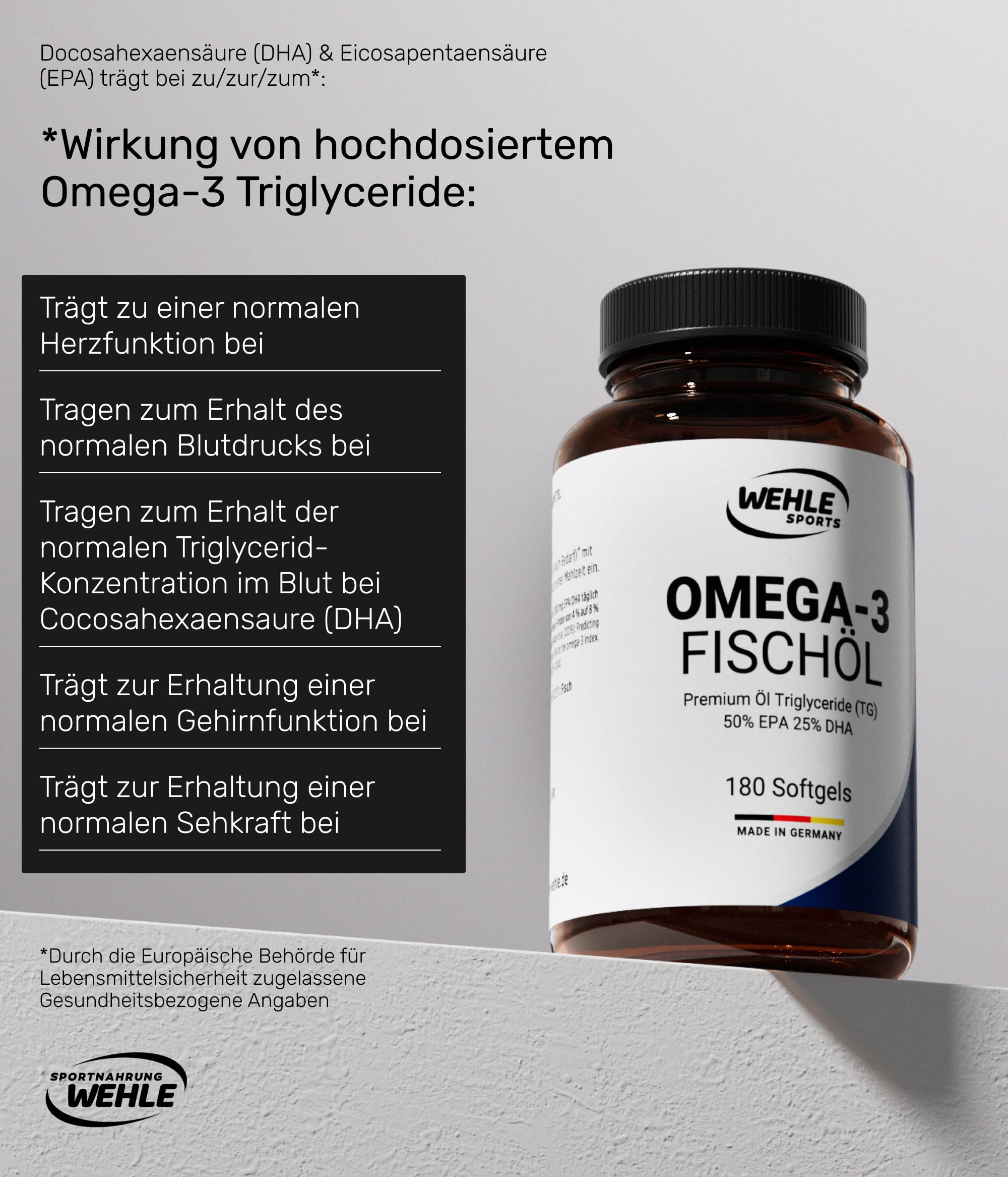 Omega 3 Kapseln hochdosiert - Fischöl Kapseln mit 2000mg (1000mg EPA & 500mg DHA) pro Tagesdosis - Omega-3 Fettsäuren ohne Vitamin E - Aufwendig gereinigt aus nachhaltigem Fischfang
