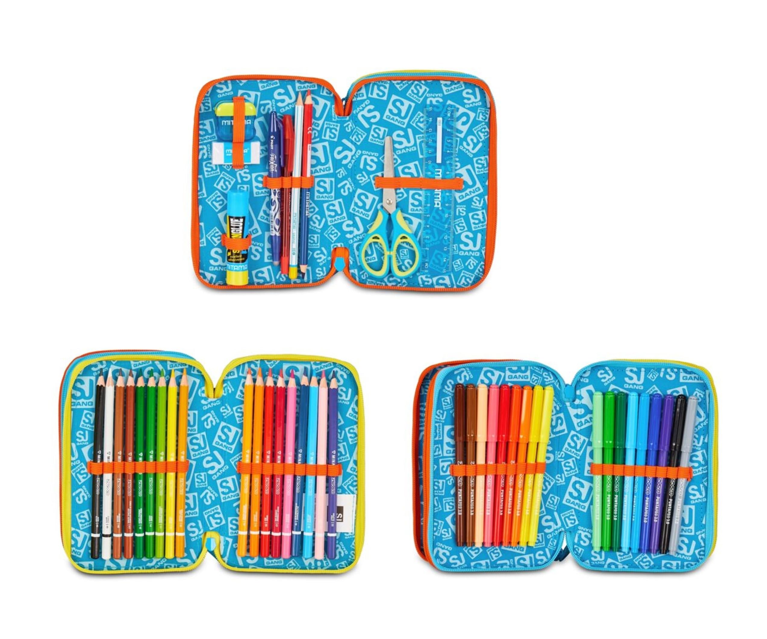 Zaino Scuola Sj Boy Dragon Glide Drago alato estensibile By Seven per elementare Bambino + Astuccio 3 piani + 7 penne a scatto e portachiave pailettes
