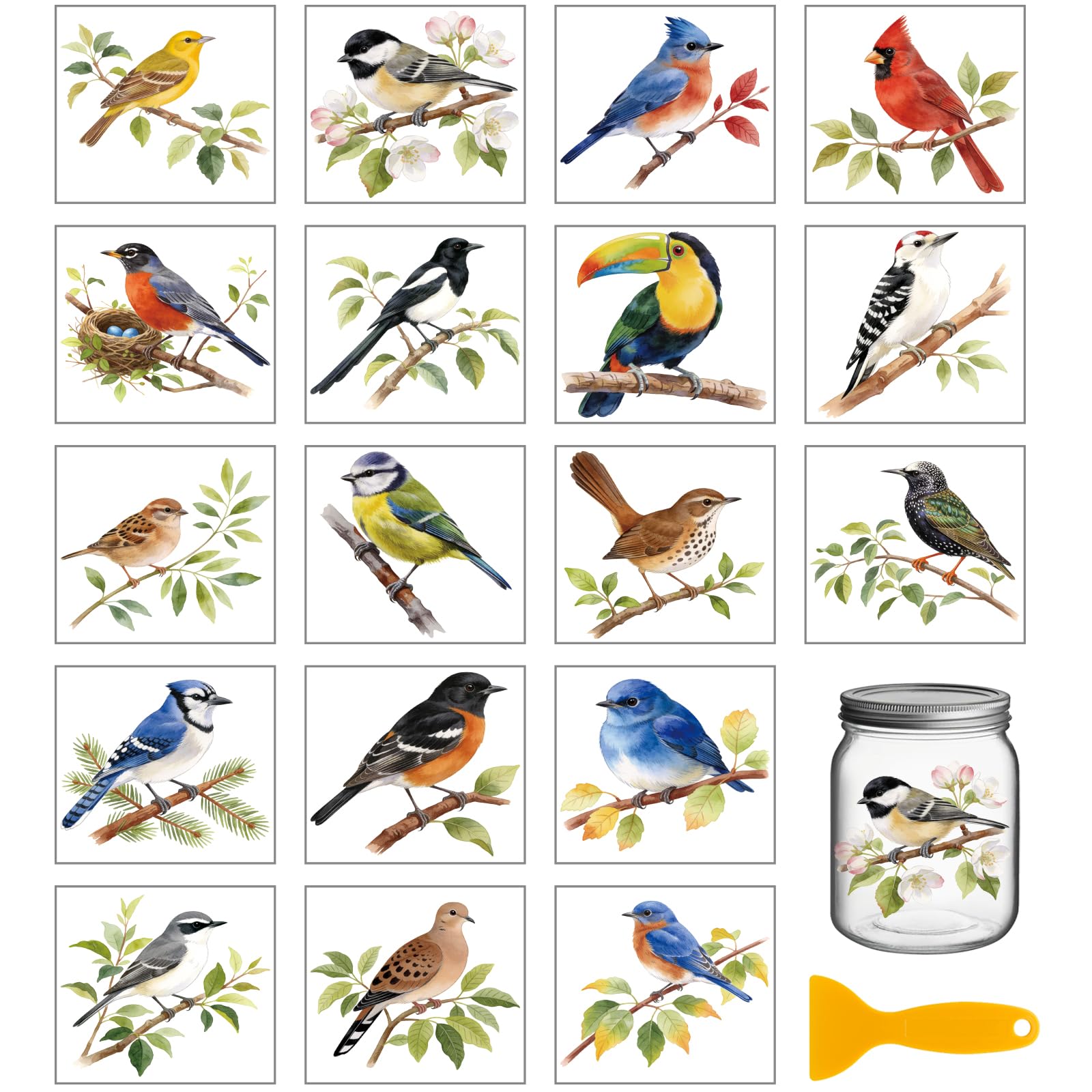 Pegatinas de transferencia para muebles GLOBLELAND 18 hojas de pájaros y jarrones