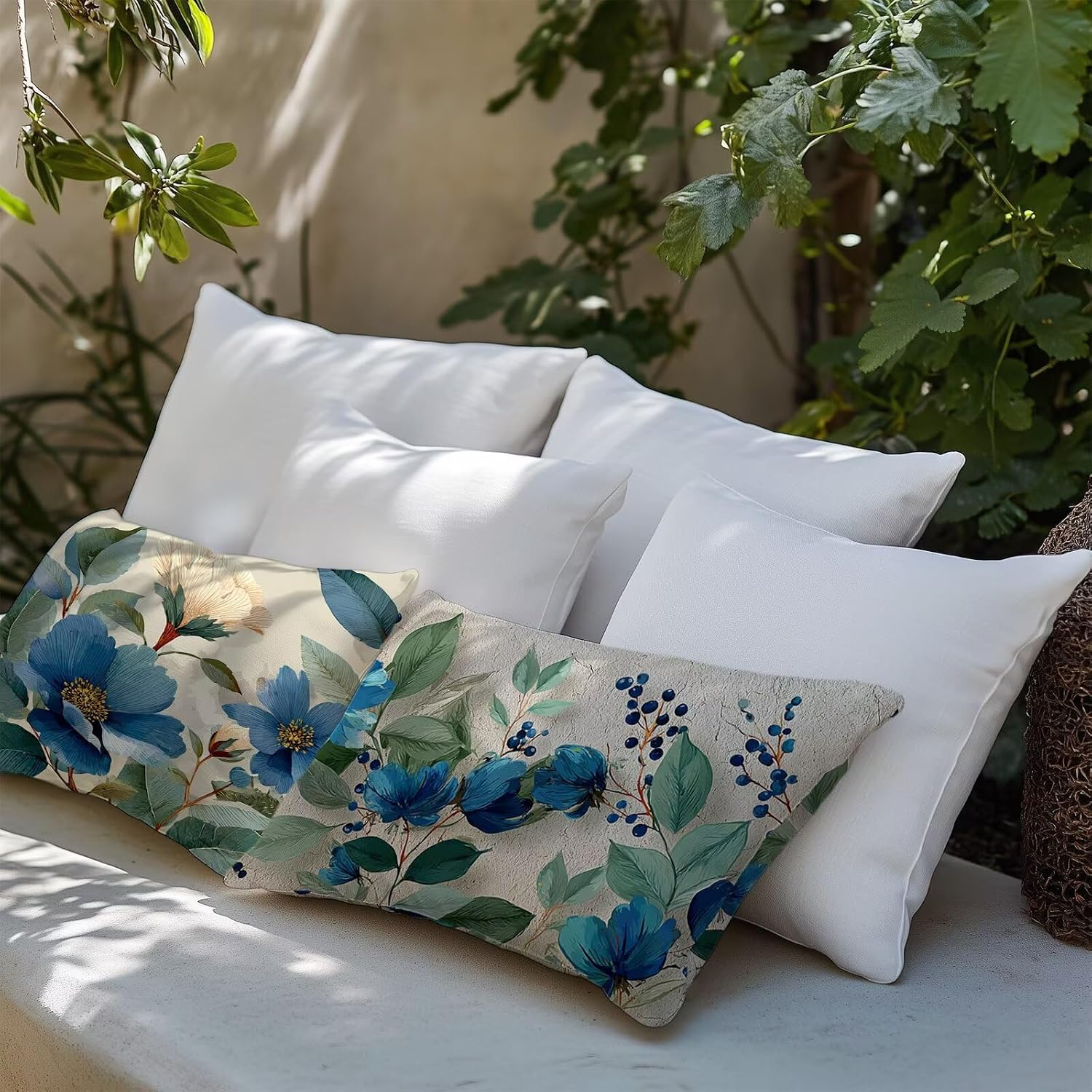 Pillow Covers 16x32in Beige Outdoor Pillow Covers Rural Rectangle Waterproof Set of 2，Soft Linen with Invisible Zipper Cushion Case Chair Couch Sofa Bed Outdoor Patio Home Summer Decorative L-L1028