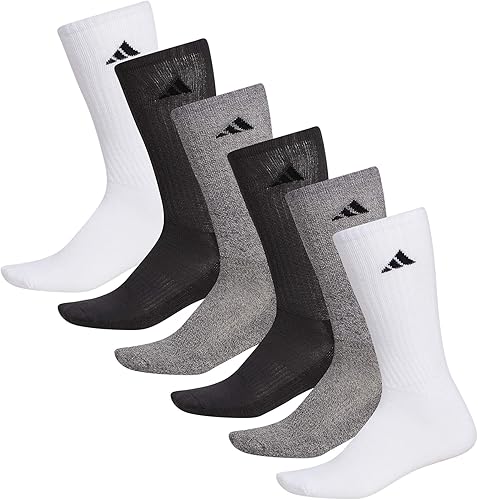 Miniatura 7 de adidas - Calcetines deportivos acolchados para hombre (6 pares), color blanco y negro