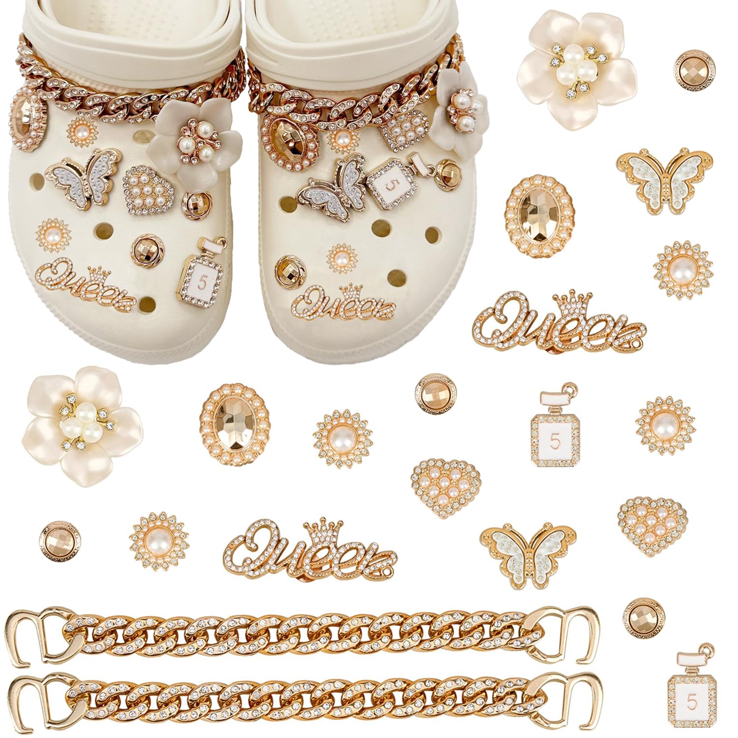 22 Unidades Shoe Charms, Adornos de Zapatos, Encantos Cristal Clog Adornos para Sandalias de Zueco para Niñas Mujeres