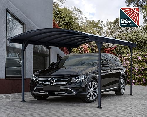 Miniatura 2 de Garaje abierto y techo para patio Palram Arcadia 5000, Techo arqueado, Gris