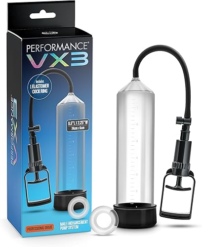Blush Novelties Performance VX3 - Bomba de mejora de pene macho de 9 pulgadas, mango avanzado para máxima succión, funda suave para un sellado