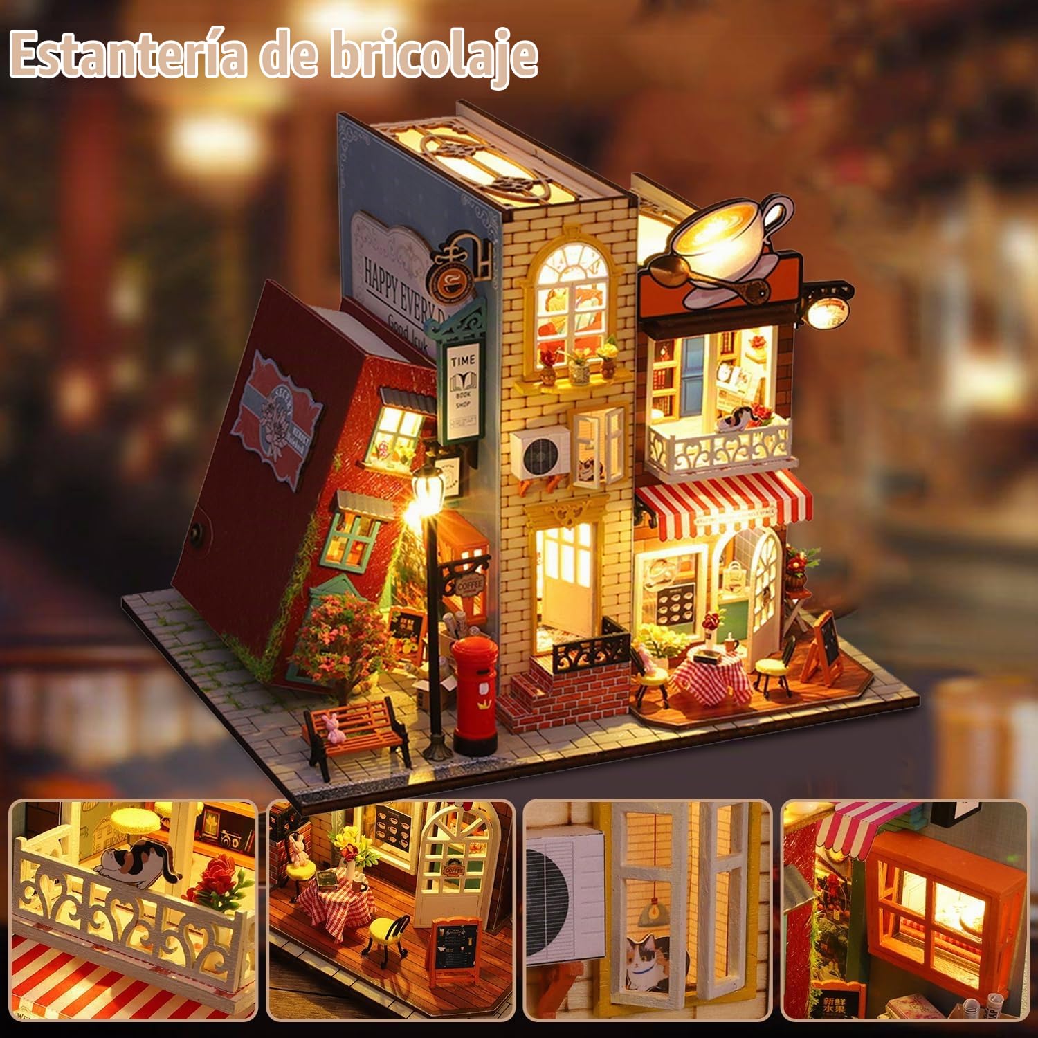 CRIOLPO Casa de Muñecas en Miniatura, Kit de Casa de Muñecas de Madera Kits de Modelos de Decoración, Kit de Book Nook DIY 3D para Adultos Niños Cumpleaños Regalos(Fuera del Libro)