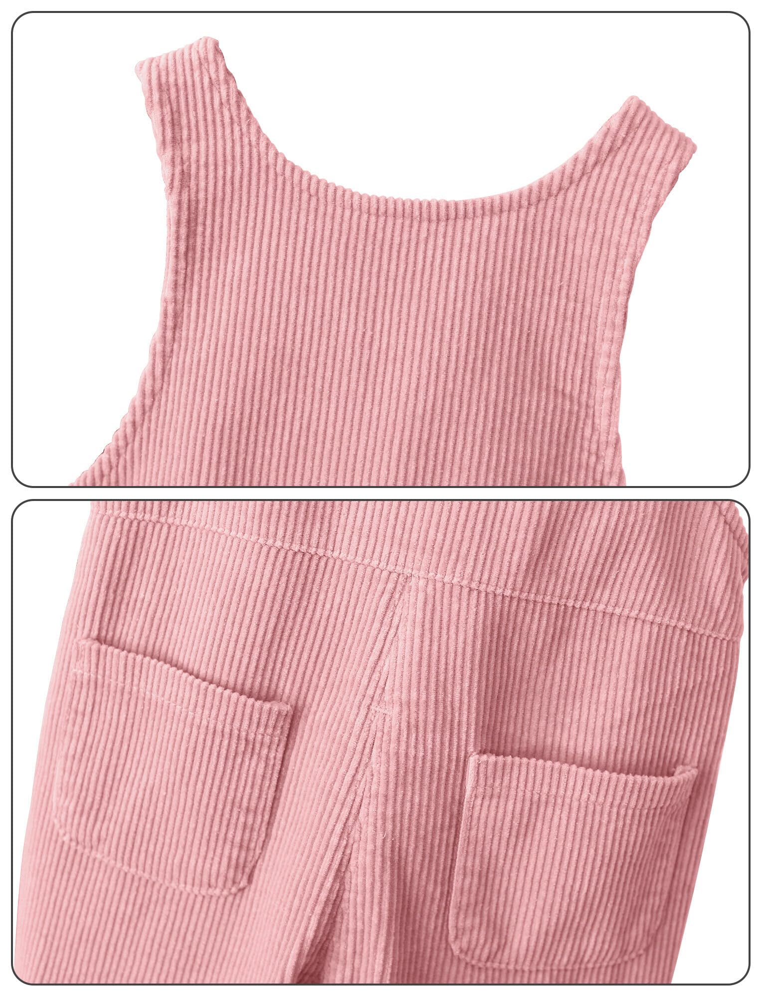 Happy Cherry Salopette Bébé en Velours Côtelé Combinaison Pantalon Tout-petit Garçon Fille Pantalon à Bretelle Décontracté avec Poches Mignonnes