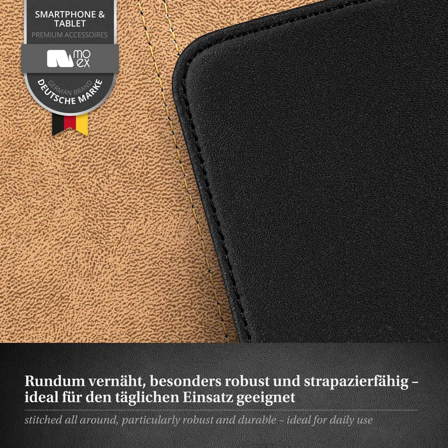 moex Custodia 4 in 1 per Samsung Galaxy S25 Ultra con 3 pellicole protettive, protezione completa a 360°, flip case + pellicola FlexProtect, in pelle PU, nero