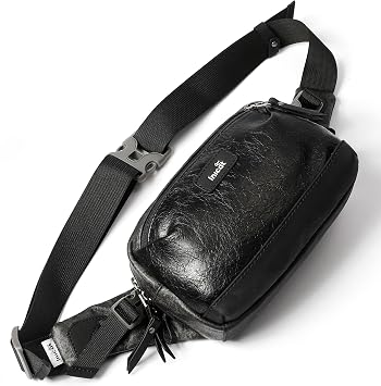 INICAT Small Belt Bag Fanny Packs for Women Men Vegen Leather Fashion Waist Packs for TravelBlack mix