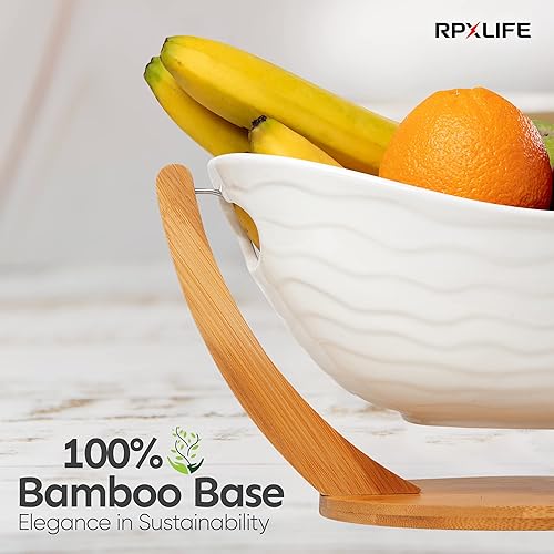 Miniatura 6 de Frutero de cerámica para encimera de cocina, soporte moderno de frutas de 13 pulgadas, cesta de frutas grande para isla, cuenco decorativo grande