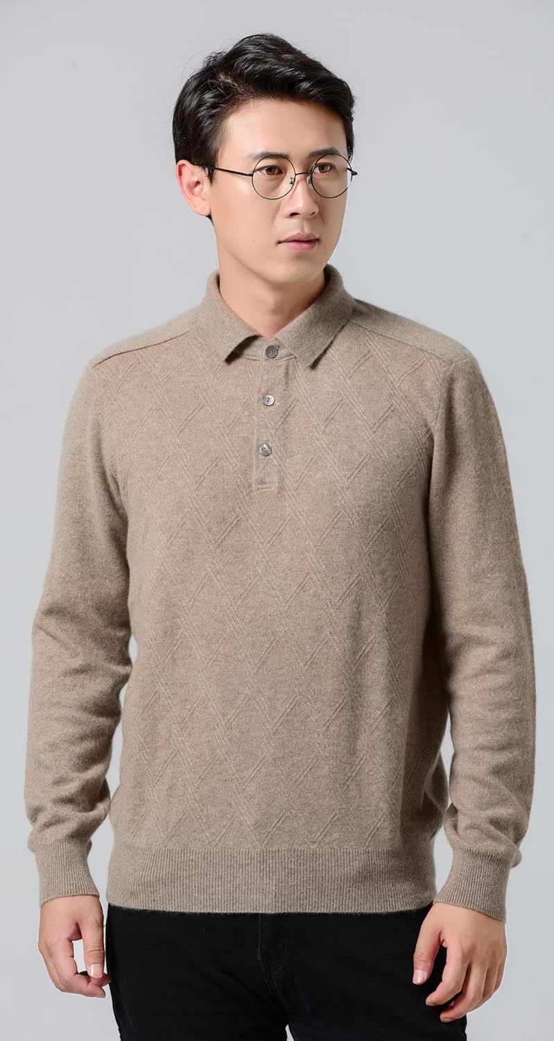 [FAIREST] カシミヤのセーター 男性用カシミヤのセーター セーター着 アンダーシャツ 開襟ポロシャツ ワイシャツの襟 カシミ