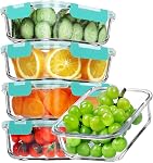 VERONES 5 Pack 36 OZ Glass Meal Prep Containers, Airtight Glass Lunch Containers Set, Glass Food Storage Containers with Lids,Exclusive of BPA, for Microwave, Oven, Freezer & Dishwasher Friendly,Grey