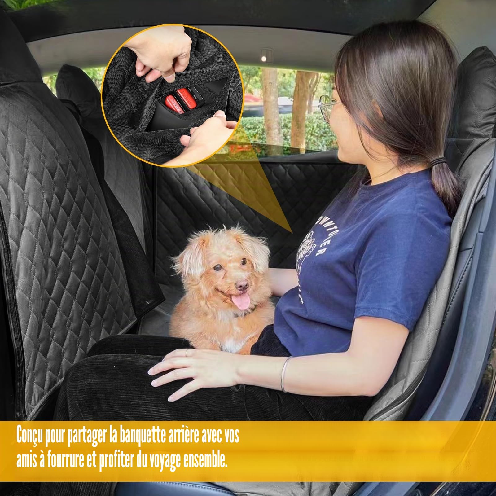 TTCR-II Housse de Siège pour Chien Compatible avec Tesla Model 3 Y S 2018-2023 Couvertures de Voiture pour Chiens Model 3 Y S Résistant l'eau Aux Rayures Couverture Chien Voiture