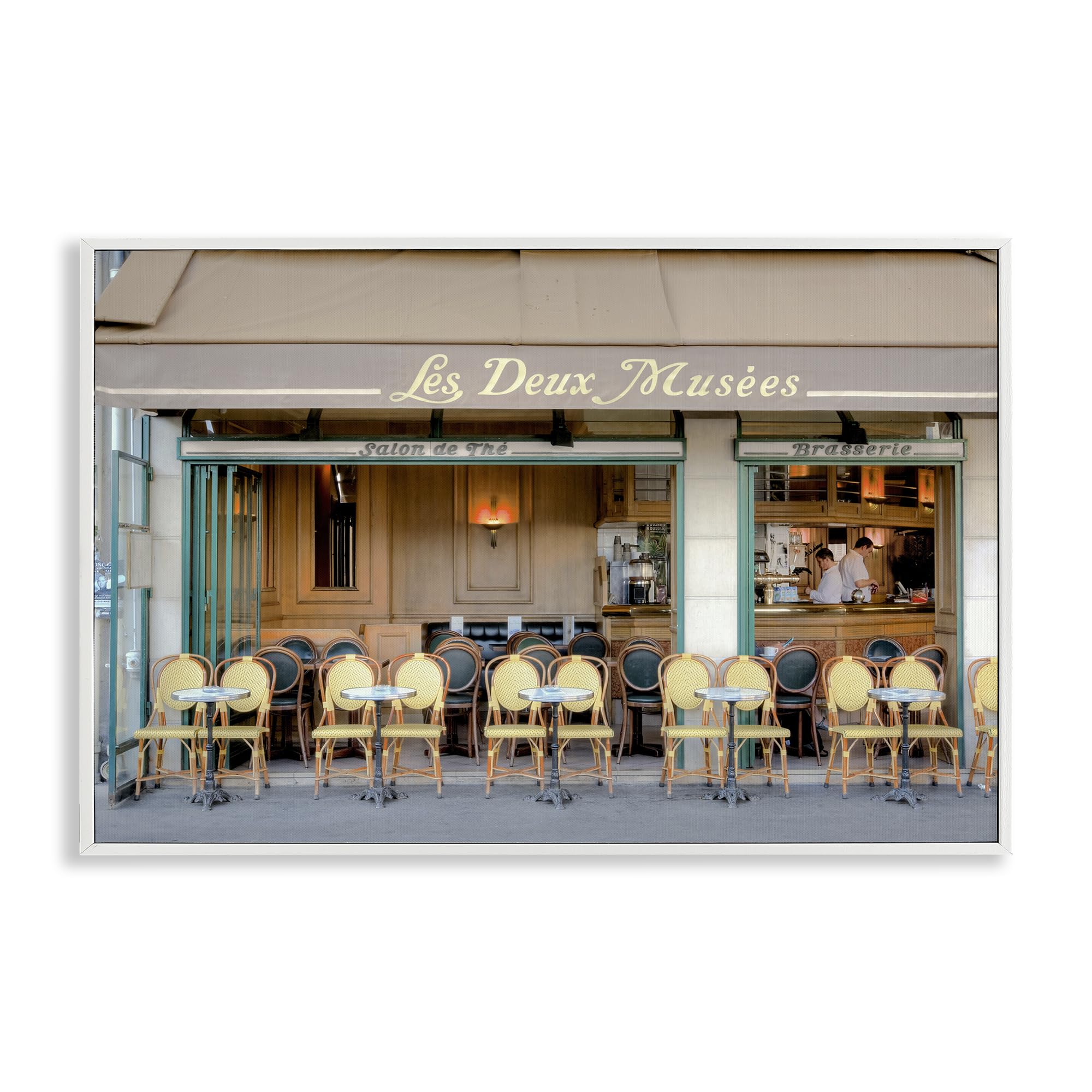 Stupell Industries Parisian Outdoor Seating Cafe Wall Art, Earth Tone Cityscape Ambiance for Living Room, 20 x 30 Inch Framed Giclée Print, by Alan Blaustein, Made in USA Gift
