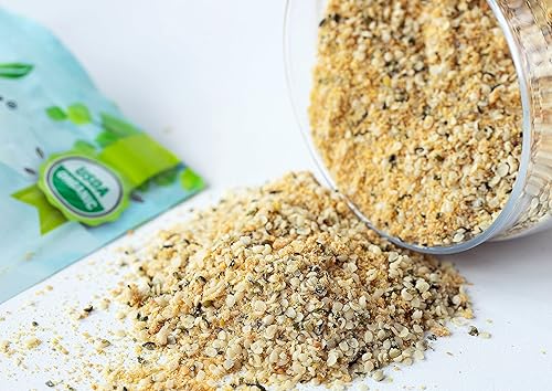 Miniatura 5 de Mezcla de semillas orgánicas de lino y cáñamo, 8 onzas, mezcla sin OMG de corazones de cáñamo crudos y semillas de lino doradas molidas en frío,