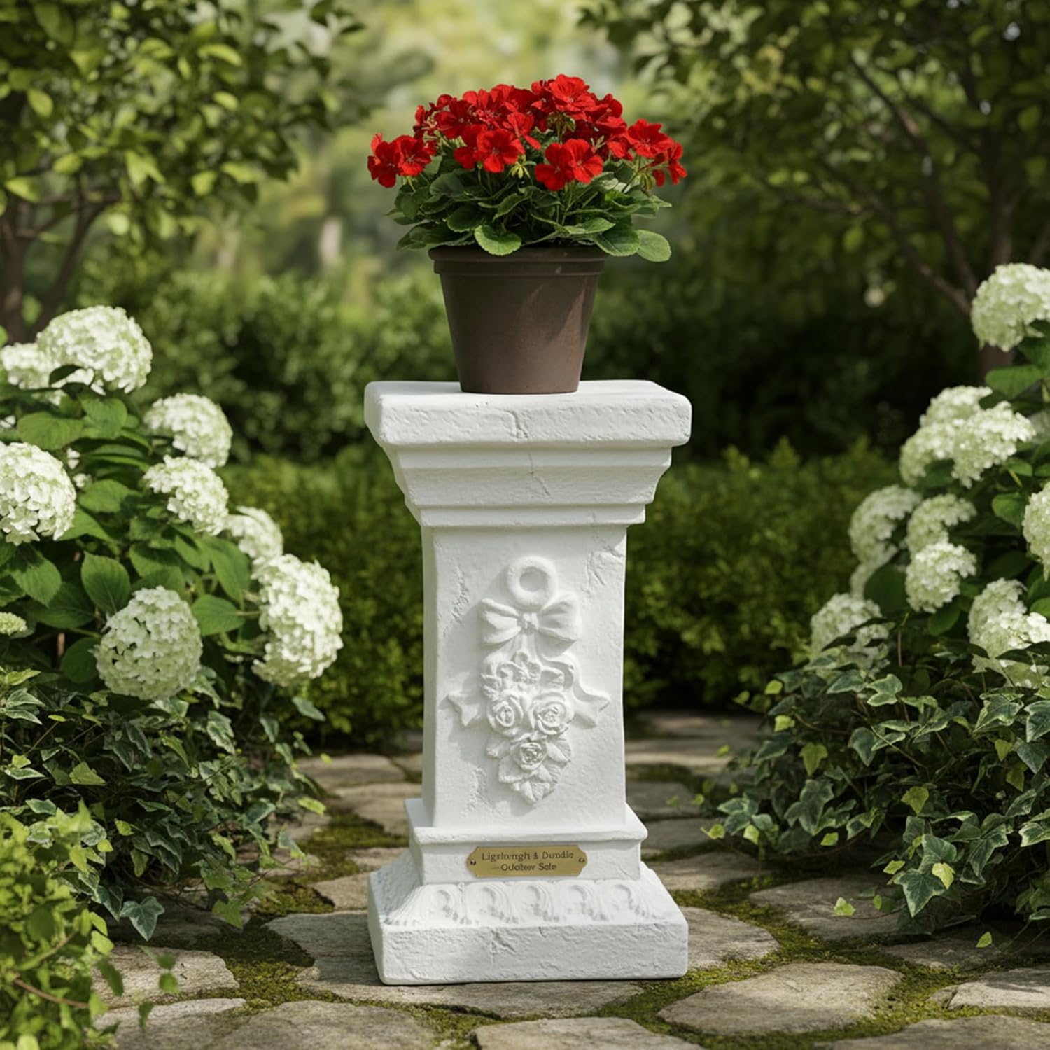 Weather-Resistant Roman Column Pedestal White – Plinth for Outdoor Indoor Statues Pots and Home Decor, 12.6in