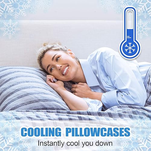Miniatura 4 de Juego de 2 fundas de almohada refrescantes, tamaño King, con doble cara fría, absorben la humedad, con cremallera oculta, fundas de almohada