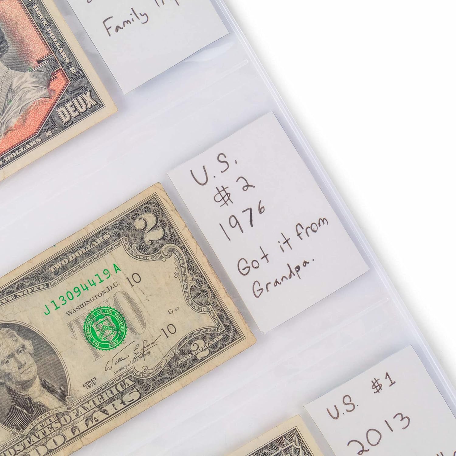 3포켓 비닐 지폐 슬리브 20페이지 - 수집가용 지폐 홀더 - 8 X 3.5 수집 앨범 용품 - 빈티지 화폐 수집 보호 - 쿠폰 영수증  및 기록 보관에 적합-Freehip.co.kr