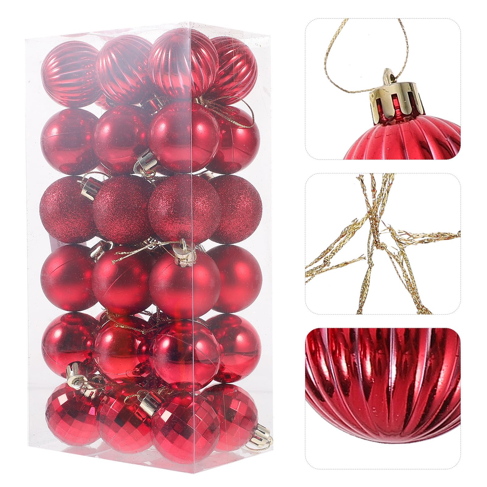 FRCOLOR 144 Piezas Bolas Colgantes para Árbol de Navidad, Rojas de PVC