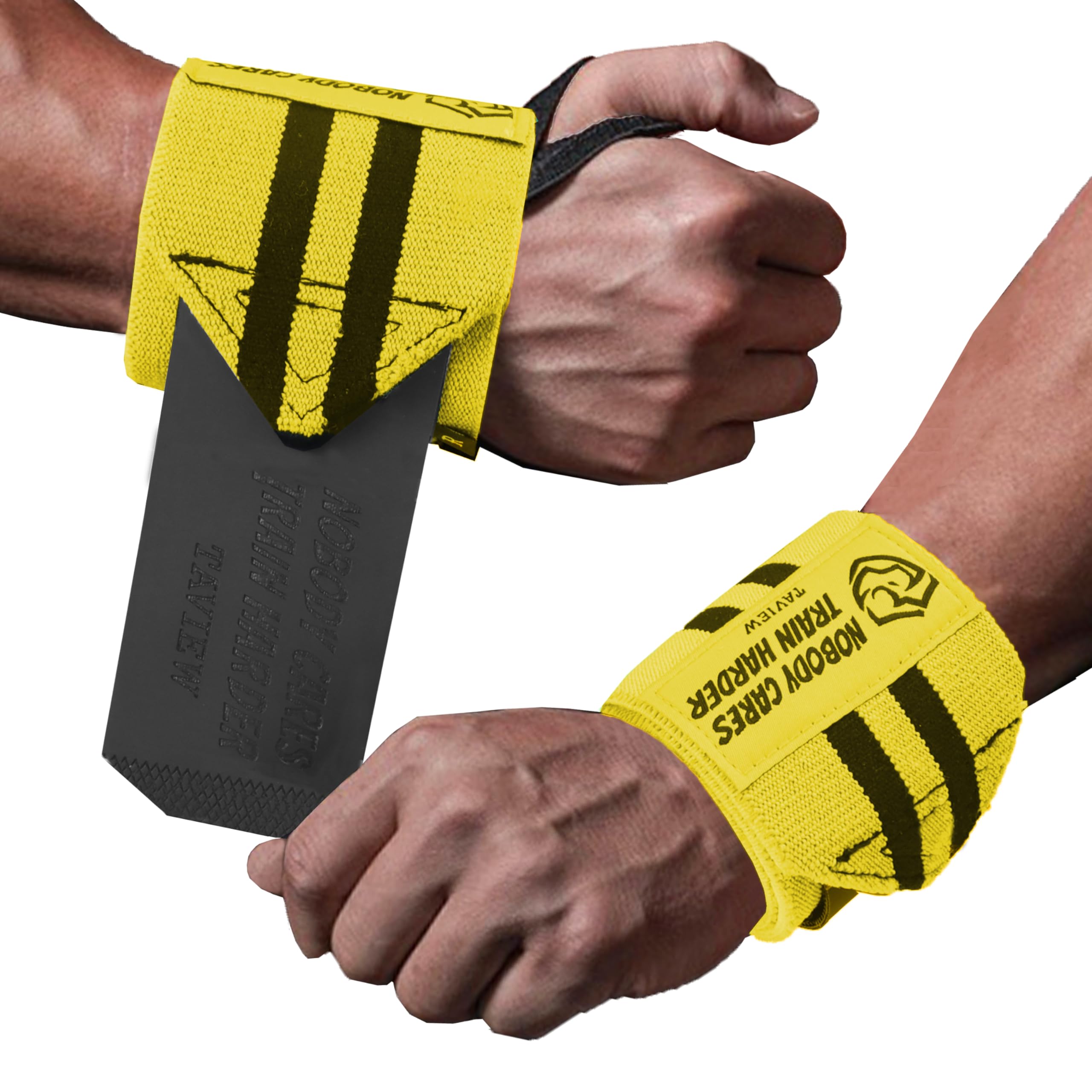 Sollevamento Pesi Polsiere 45cm Powerlifting Polsiere Da Sollevamento Pesi Professionali 45, 7cm - Con Anello Per Pollice, Per Allenamento Forza Fascia Polso Rdx Fasce Polsi