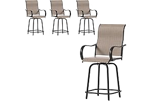 UDPATIO Brown 4-Pack Outdoor Swivel All-Weather Bar Stools w/Armrests