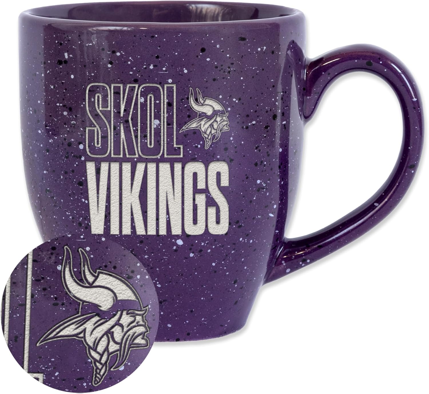 Rico Industries NFL Football Team Slogans and Chants 16 oz Team Color Laser Engraved Speckled Ceramic Coffee Mug