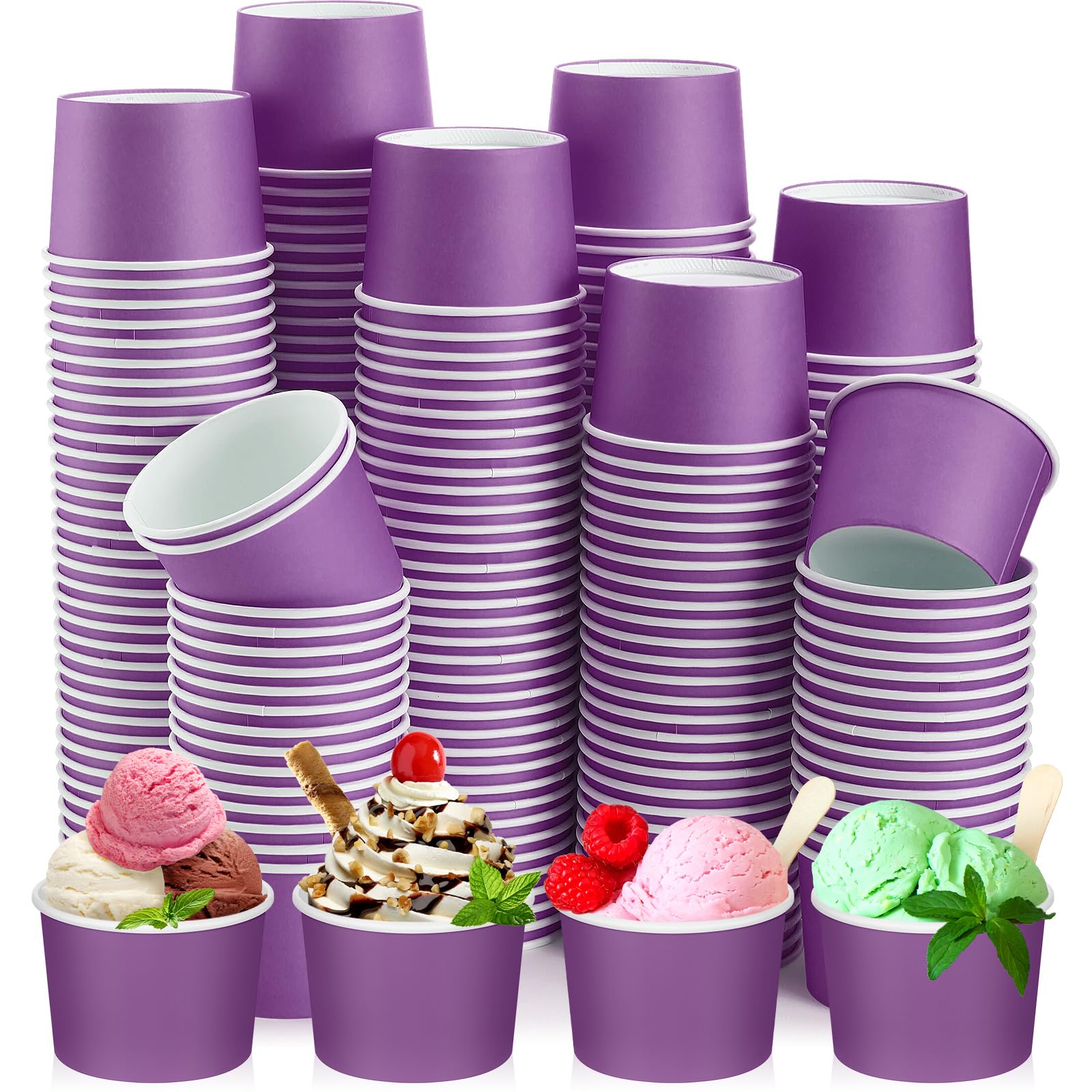 Gobelets jetables en carton violet Nuenen de 237 ml pour crème glacée et collation x300