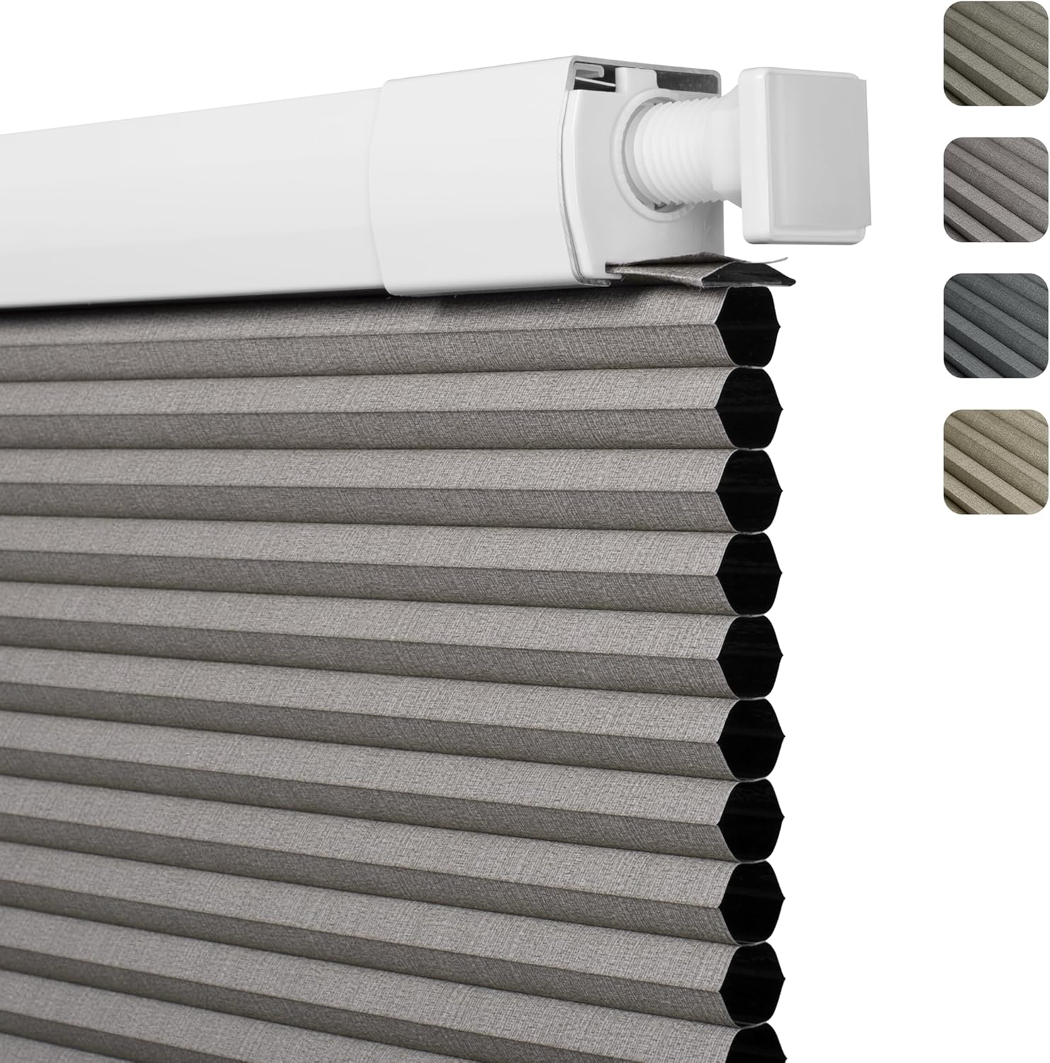 No Drill No Tools Blackout Cellular Shades Easy to Install for Indoor Windows Cordless Honeycomb Blinds Thermal Insulated Noise Reduction,Jacquard-Red Brown,Custom Size...