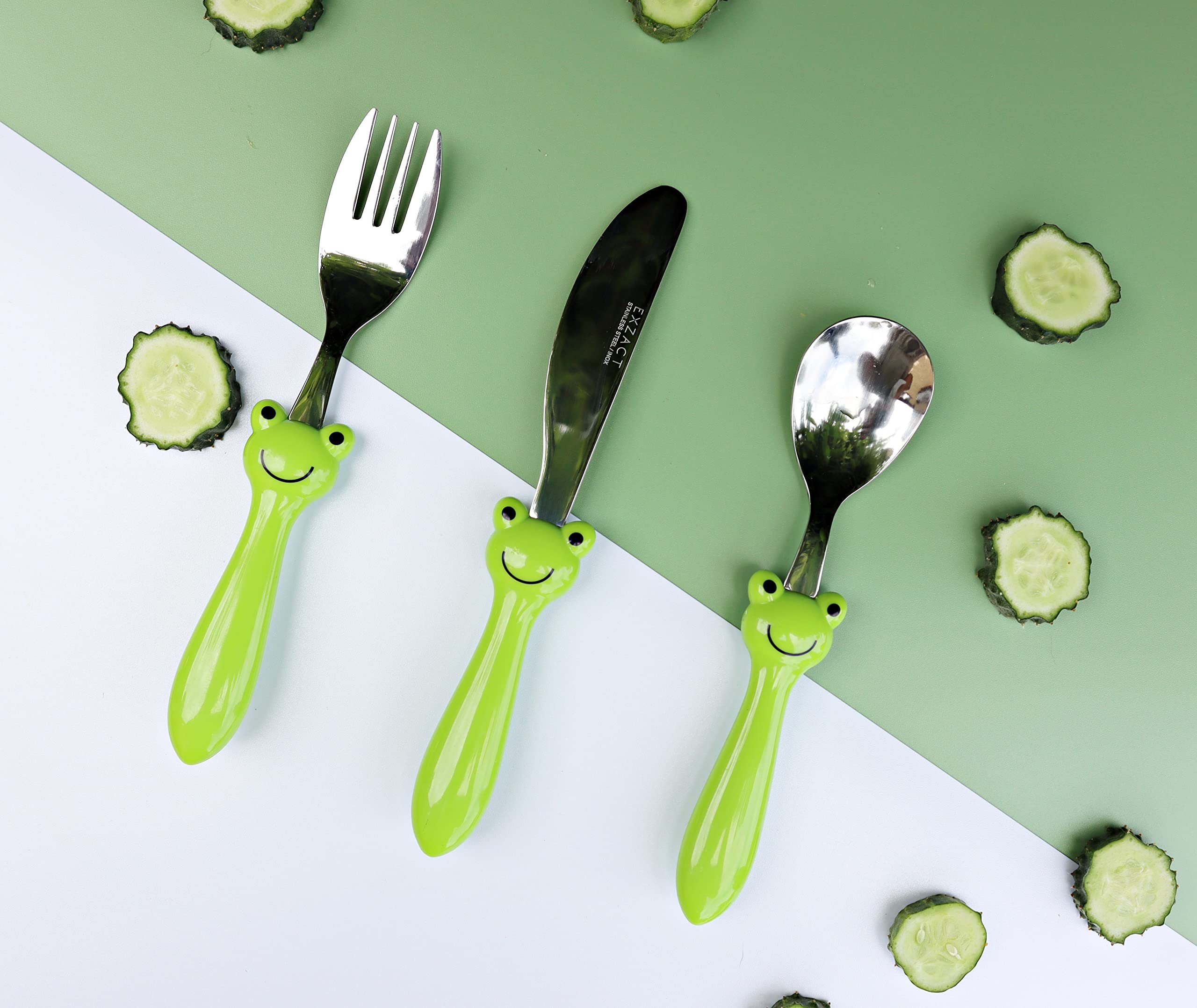 Posate Bambini 18 Pezzi EXZACT - Acciaio Inox Con Manici Animali, Lavabili - Foto 8