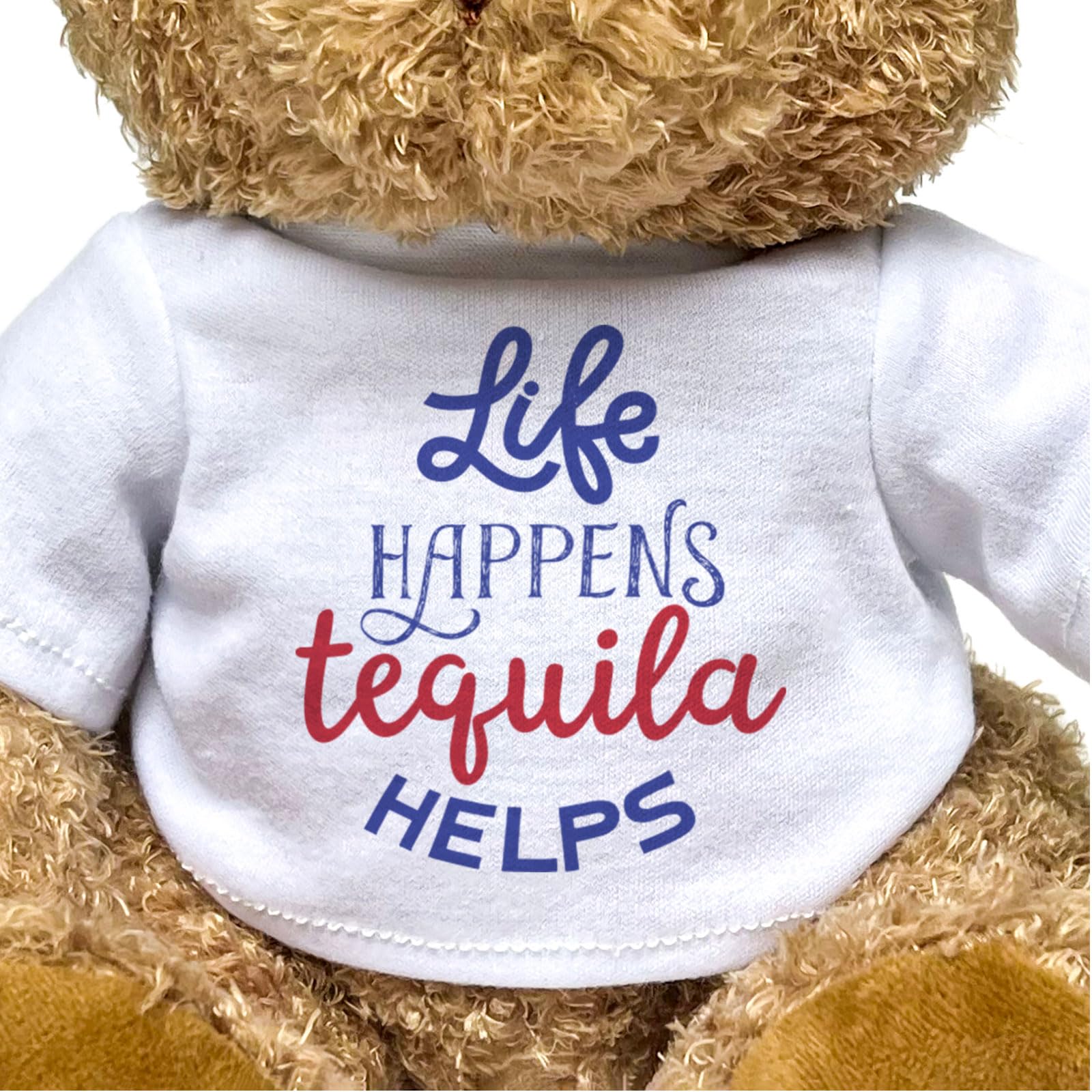 LIFE HAPPENS TEQUILA HELPS - Teddy Bear - Cute Soft Cuddly Adorable - Gift Present, Brown - Image 3