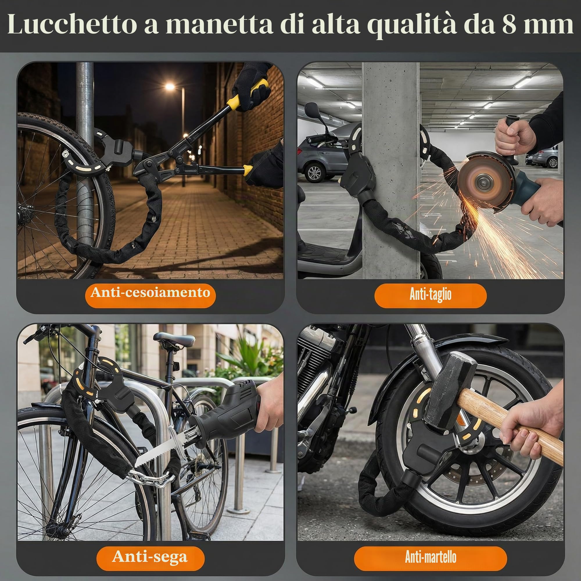 Lucchetto Monopattino Elettrico, Lucchetto Borsa per monopattino Antifurto,per Scooter e Biciclette
