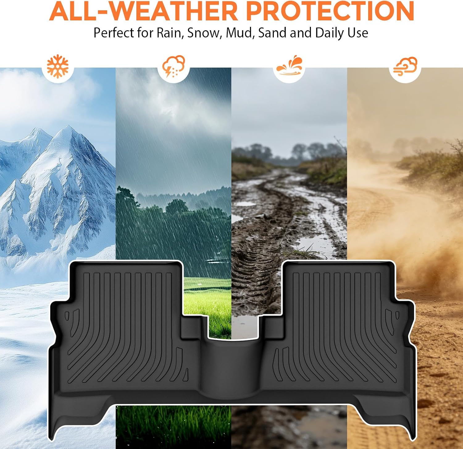 Floor Mats for Ford Escape 2013-2019, Custom Fit Heavy Duty TPE All Weather Protection, Waterproof Non-Slip Black Car Liners for Front & Rear (Two-Row Floor Mats & Cargo Liner)
