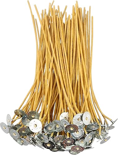 100 mechas de cáñamo de 12 pulgadas de grosor de 0.118 in de diámetro, preenceradas con cera de abeja 100% natural y con pestañas, mechas de cera de