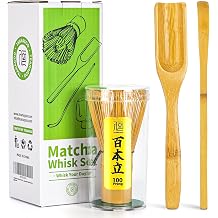 TEANAGOO Matcha Set, Bamboo Whisk Chasen,3 Pcs Matcha Whisk Set, Traditional Scoop Chashaku, Perfect for Matcha Latte | Traditional Matcha Ceremony Gift Set