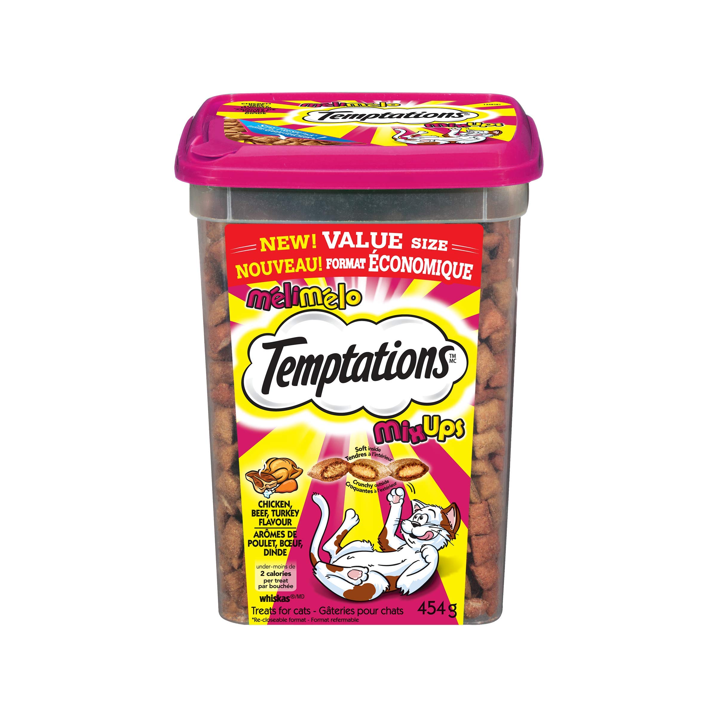 Temptations Mix-Ups Cat Treats, (Chicken, Turkey & Beef Flavour), 454g Tub