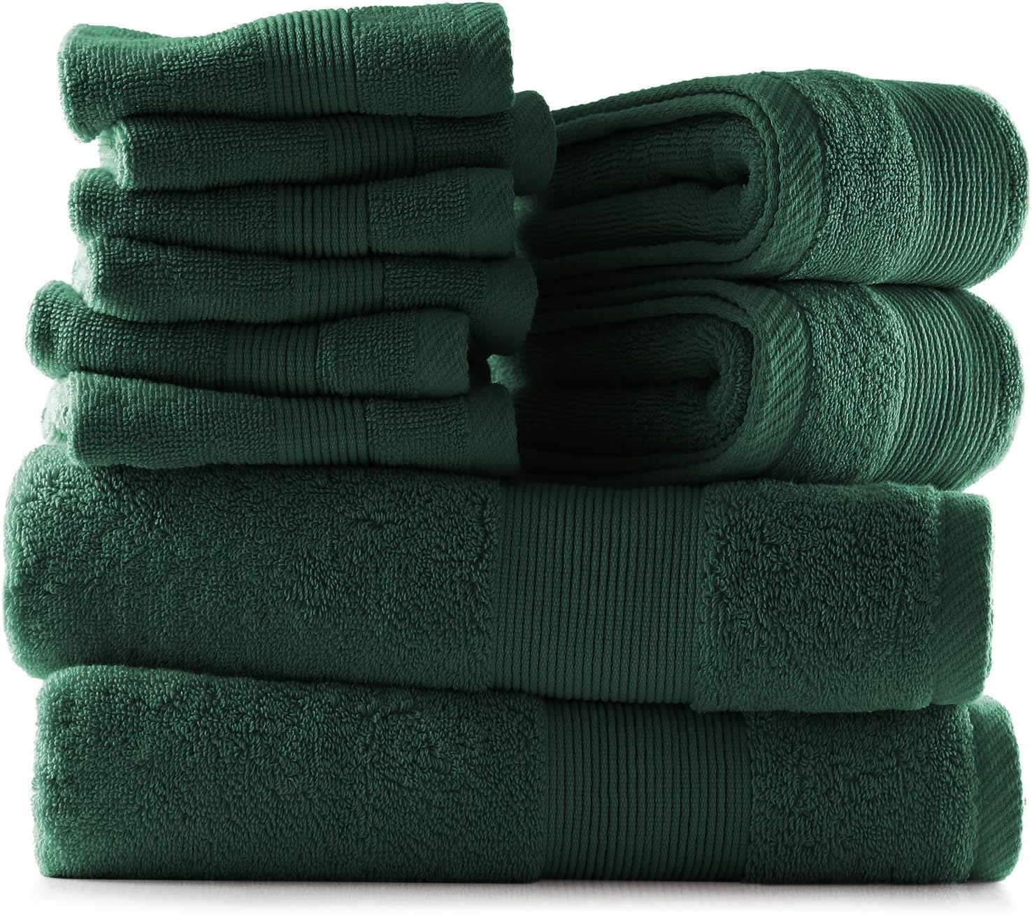 Hearth &amp; Harbor Bath Towels for Bathroom - 100% Ring Spun Cotton Luxury - Ultra Soft &amp; Highly Absorbent, Bath Towels Set of 10 - Hunter Green (Pack of 6)