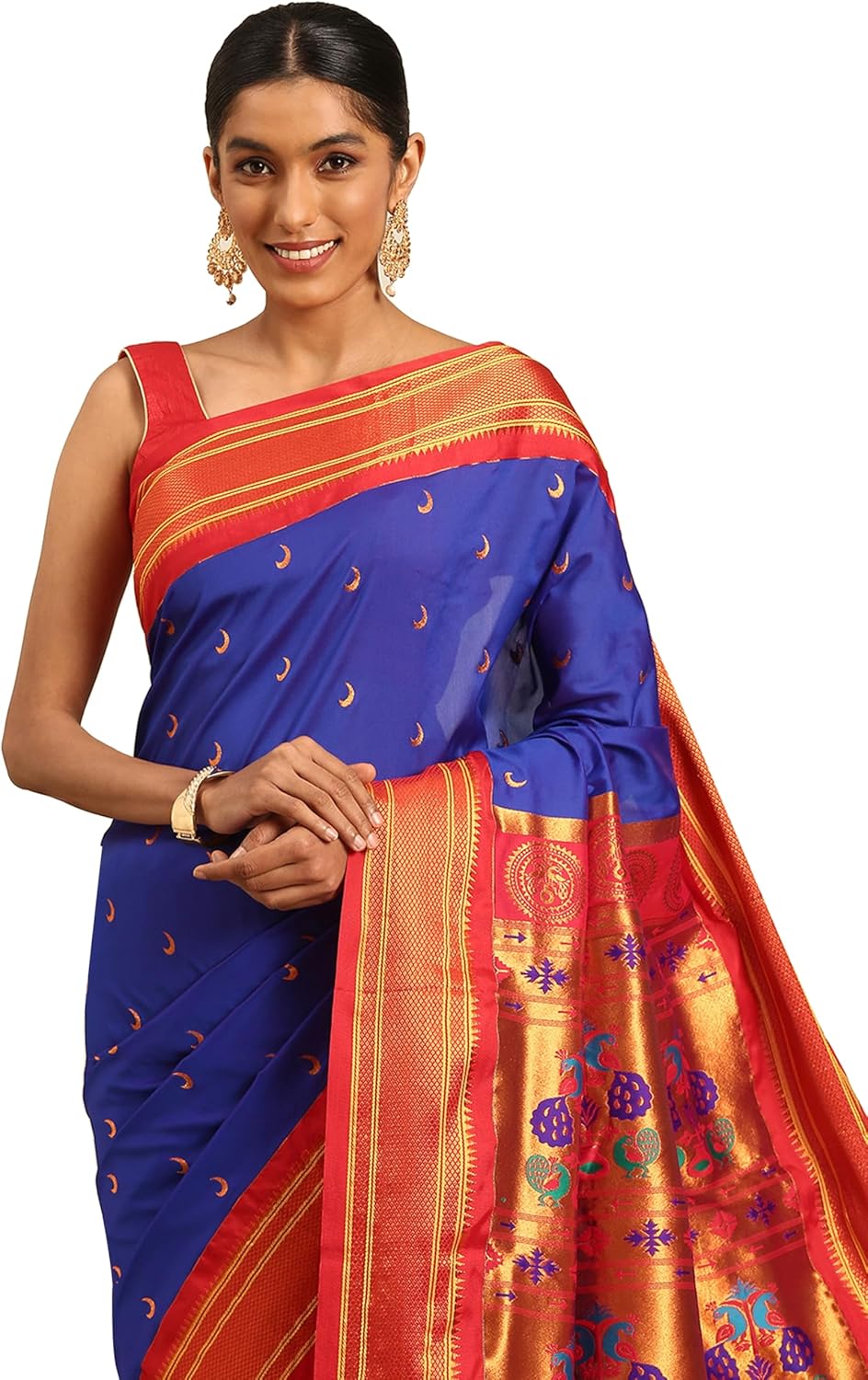 Varkala Silk Sarees 女性用 Kadiyal ソフトシルク チャンドラコール パイサニー サリー ブラウスピース付