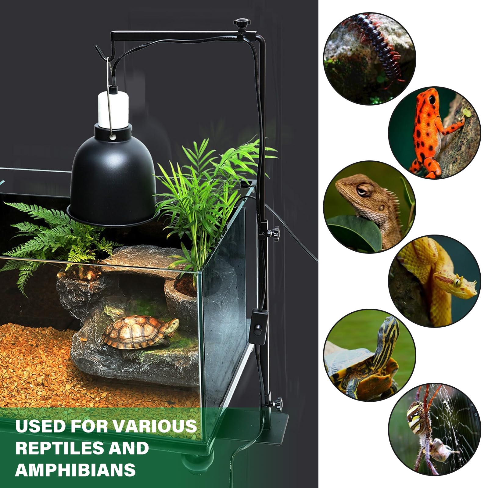 Supporto Lampada Regolabile Per Rettili 40-93cm - Portalampada Universale Per Terrari E Acquari