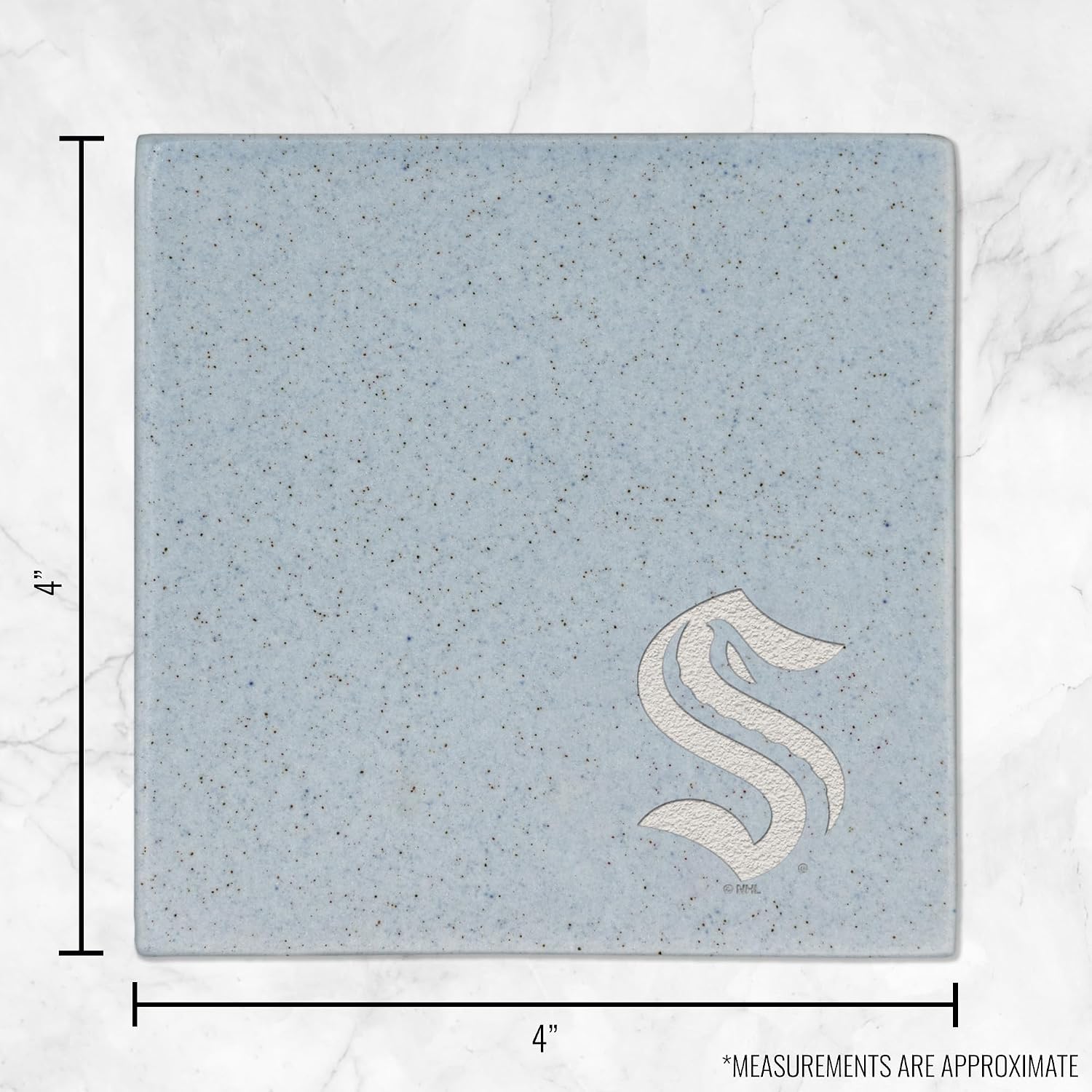 Rico Industries NHL Hockey Seattle Kraken Baby Blue Laser Engraved Trendy Color Coaster