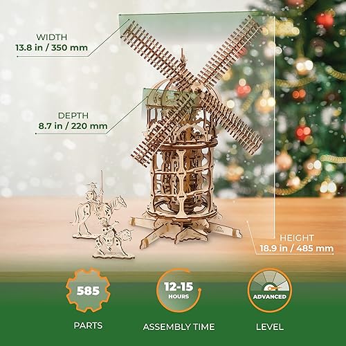 Miniatura 2 de Ugears 70055 Torre 3D Molino de viento de madera rompecabezas modelo juego de pensamiento juego de pensamiento DIY rompecabezas juguete educativo