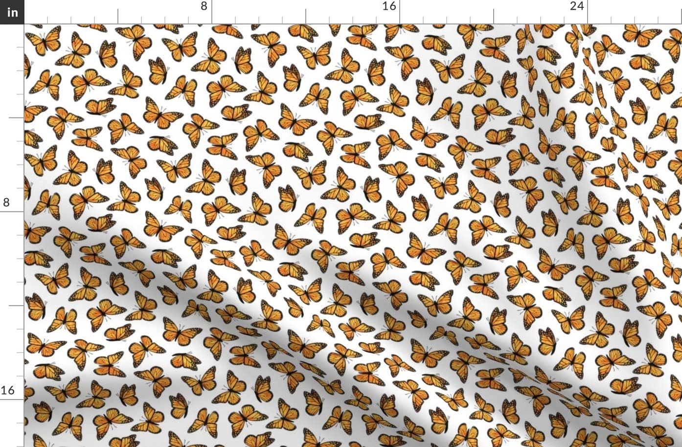 Spoonflower Fabric - Scale Monarch Butterflies Butterfly Printed on Organic Cotton Sateen Fabric by The Yard - Sewing Quilting Apparel Home Decor