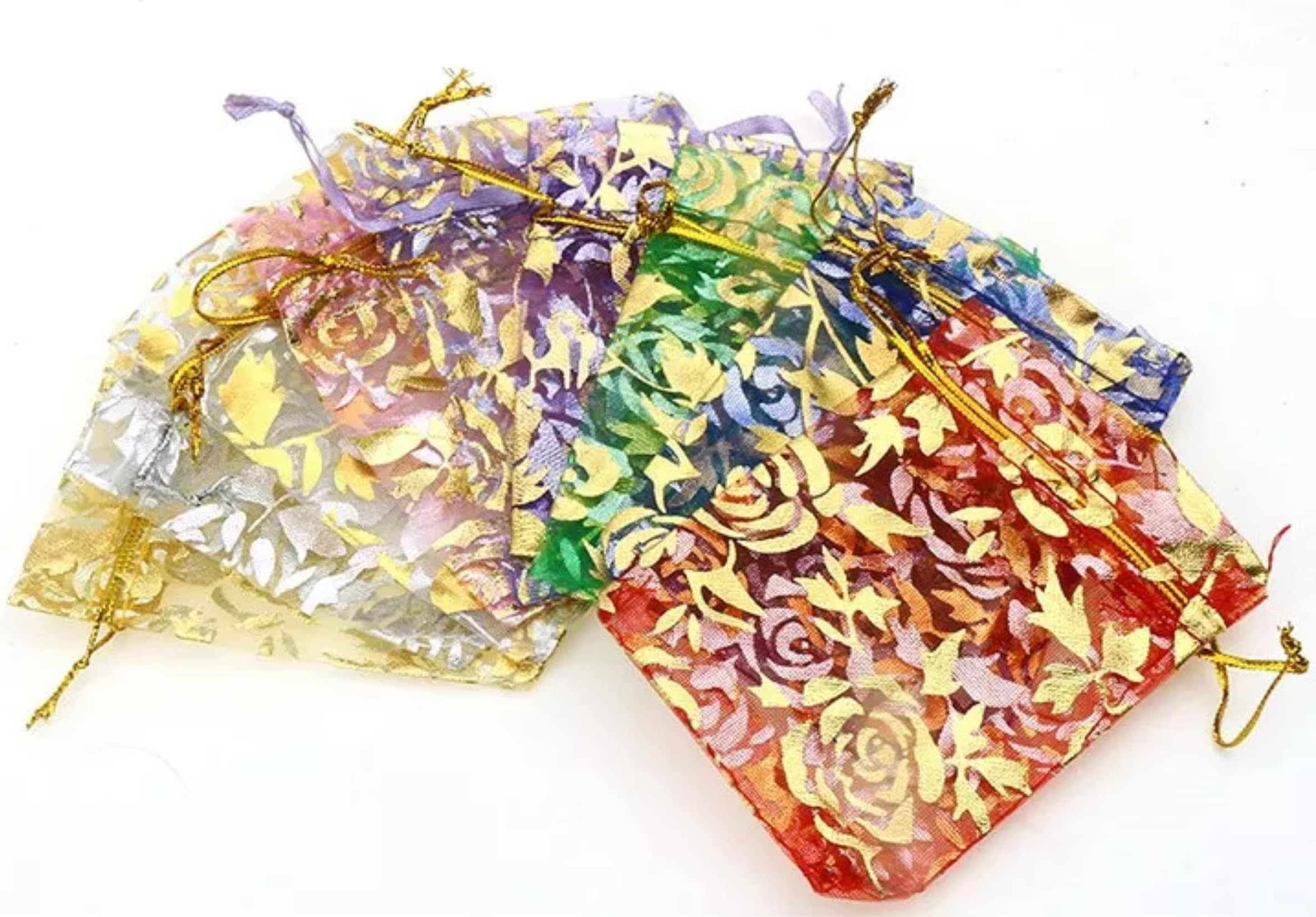 Beingelegant - Size 8X10 CMs (50 pcs) Potli Bags Return Gift Organza Jewelry Pouches Candy Potli Bags for Birthday Return Gifts Wedding Party Favor Return Gift Bags (mixed color)