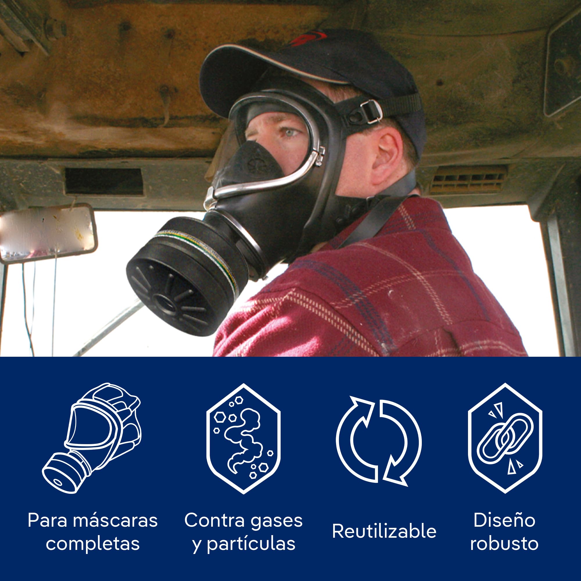 Dräger Filtro A2B2E2K2 P3 R D/NBC con conexión Rd40 Compatible con el respirador Dräger CDR 4500 | Alta protección civil respiratoria ante catástrofes