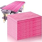 Tatuo 50 Pieces 31 x 70 Inches Plastic Bed Sheets Bed Cover Massage Table Sheet Waterproof Non-woven Fabric for Spa, Lash, Tattoo, Beauty Salon, Waxing, Hotels(Pink)