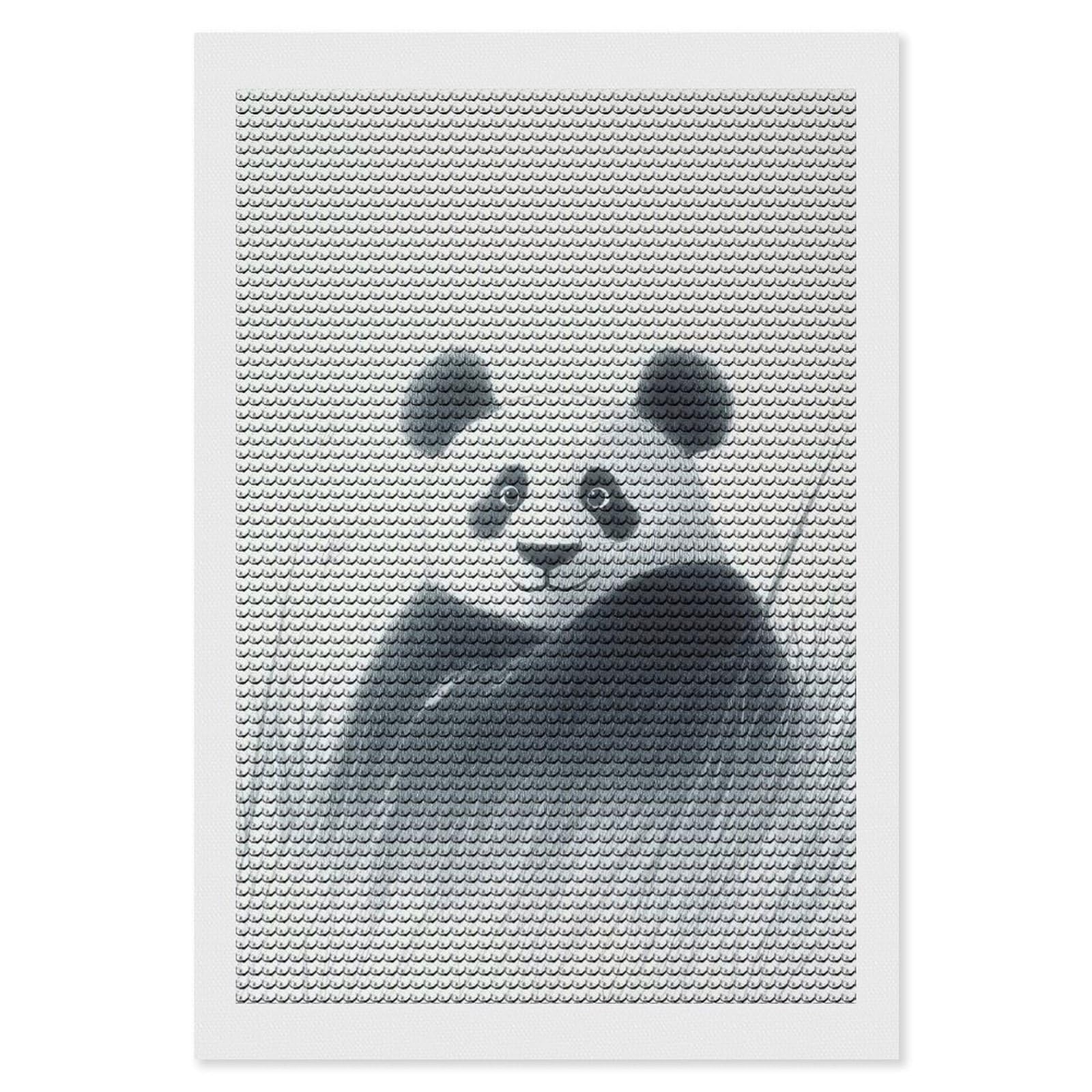 Junmoney Smiling Panda in Grass DIY Diamond Art Canvas Kit 8"x12", Winter Craft, Mindful Craft Project, Aesthetic Room Decor, Decor Project