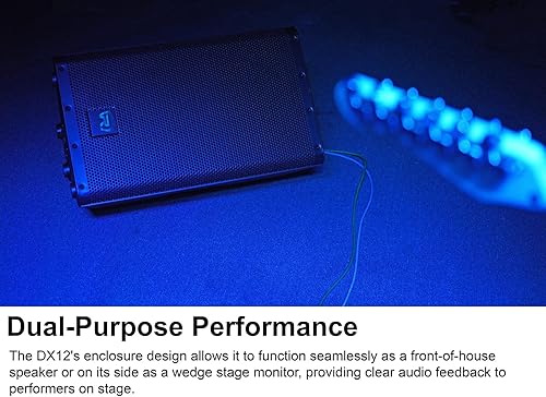 Miniatura 9 de Rockville DX12 2000W Altavoz PA alimentado de 12 pulgadas, mezclador de 2 canales, entradas XLR y 1/4 pulgadas, montaje en poste de doble ángulo