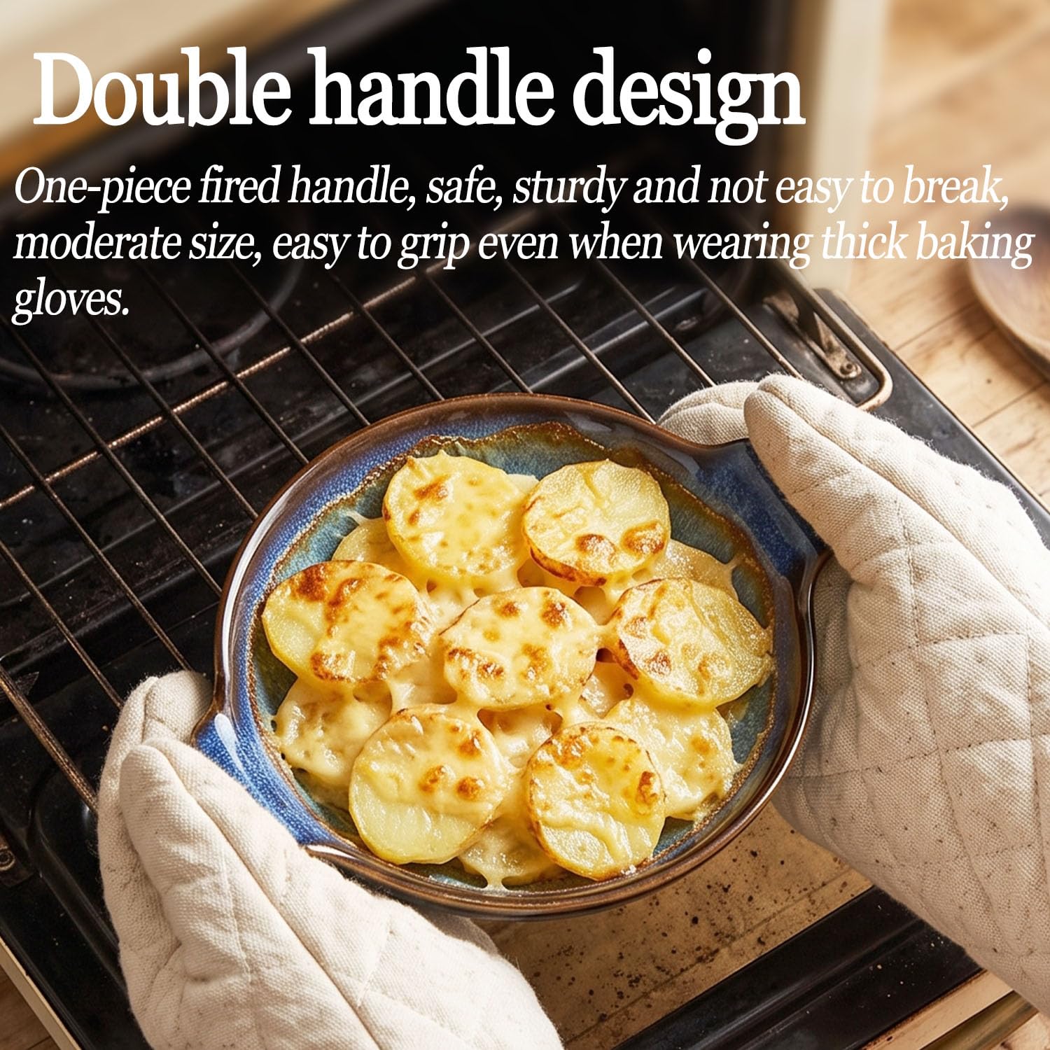Au Gratin Baking Dishes Set of 2 - Ceramic Ramekins -5