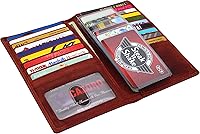 Vista 4 de Cartera larga de piel vintage con bloqueo RFID para tarjeta de crédito, Rojo -, Doble largo