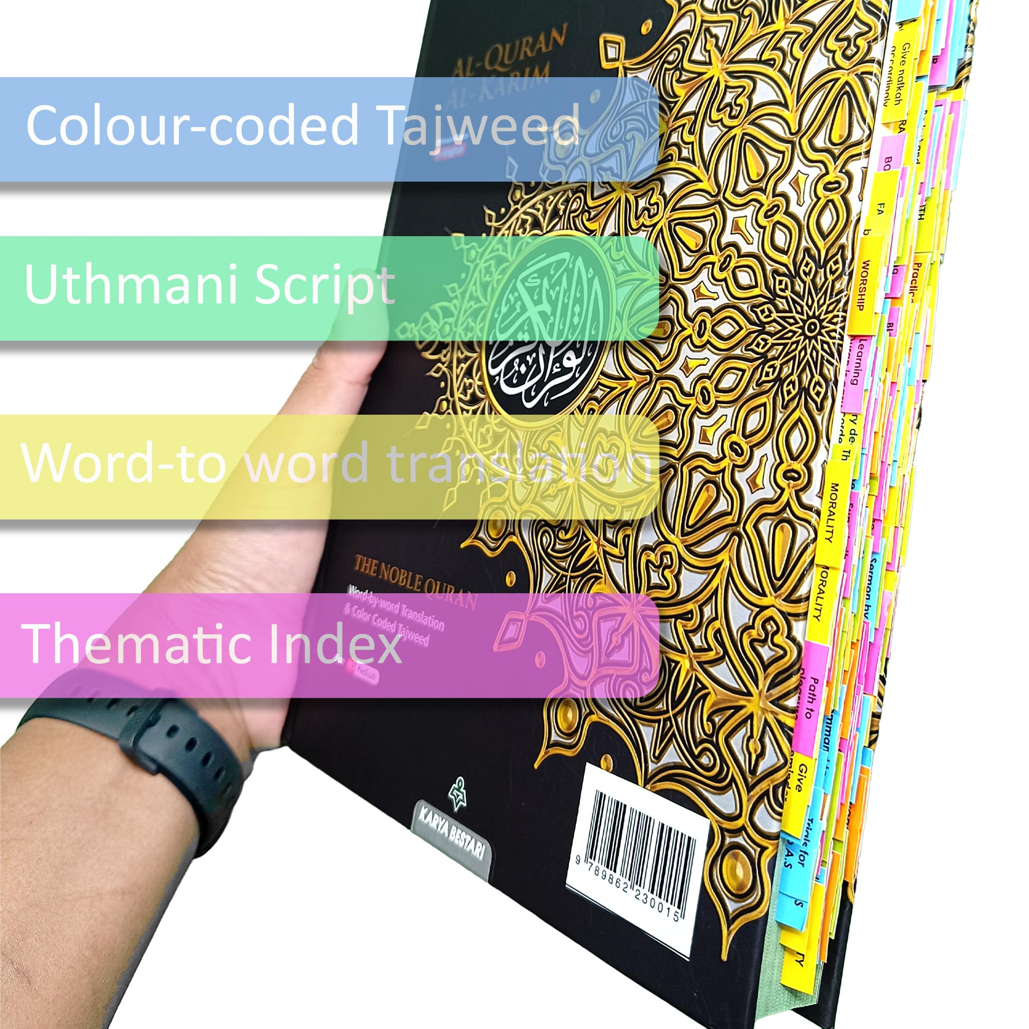 Tajweed Koran Hafs Arabisch met QR Code Thermo leer Zwart - Islamitische Boekhandel Refah
